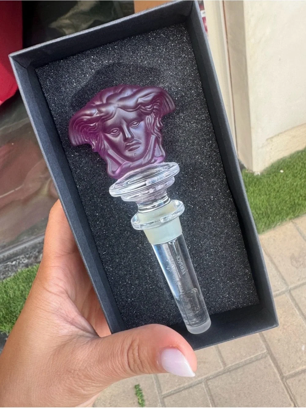 Versace Purple Medusa Amethyst Crystal Wine Bottle Stopper